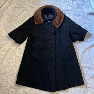 Vintage 40s 50s Princess Coat Swing Coat Black Oversized Winter Fall Jacket